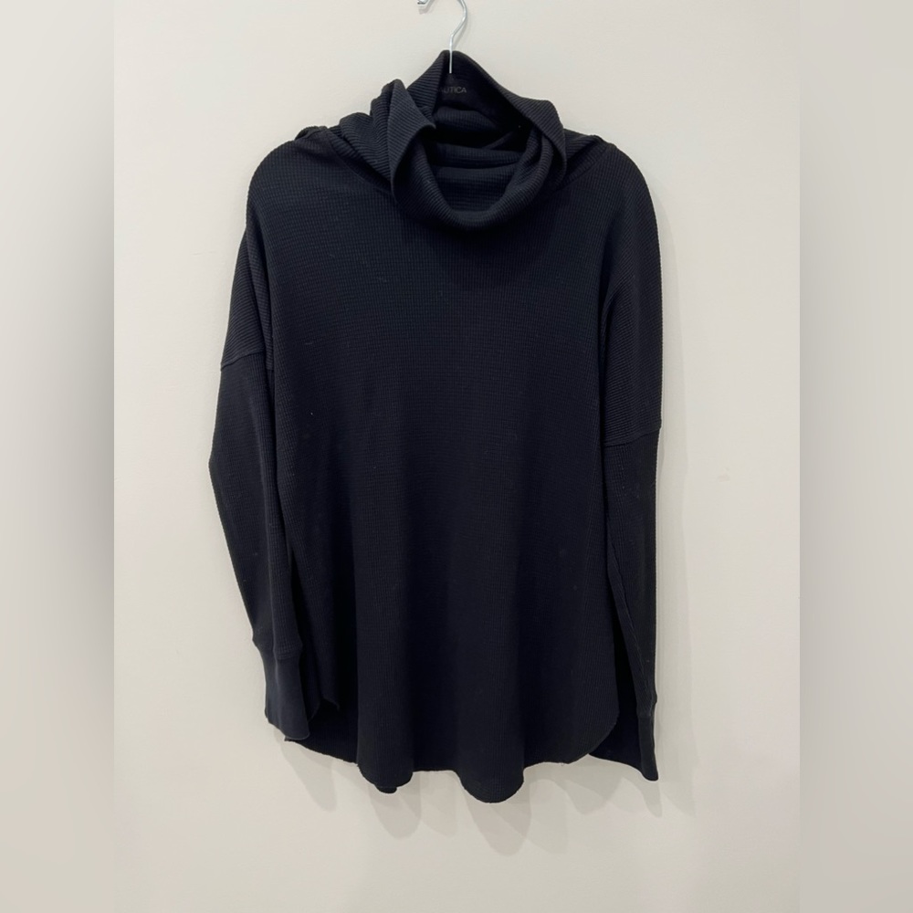 Babaton Black Long Sleeve Cowl Neck Top